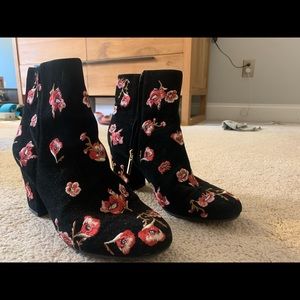 Karl Lagerfeld black embroidered booties